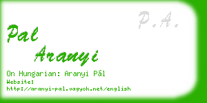 pal aranyi business card
