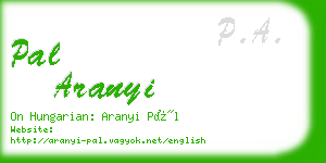 pal aranyi business card